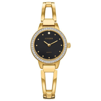 Citizen EZ7012-85E Quartz Gold-Tone Bangle Women's Watch with Black Dial