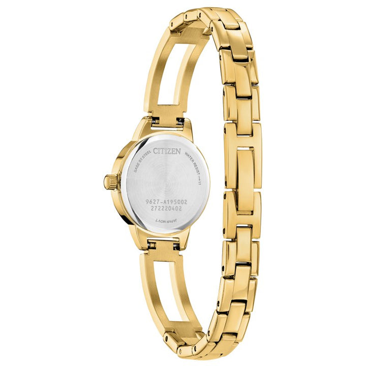 Citizen EZ7012-85E gold-tone bangle watch side profile and crown