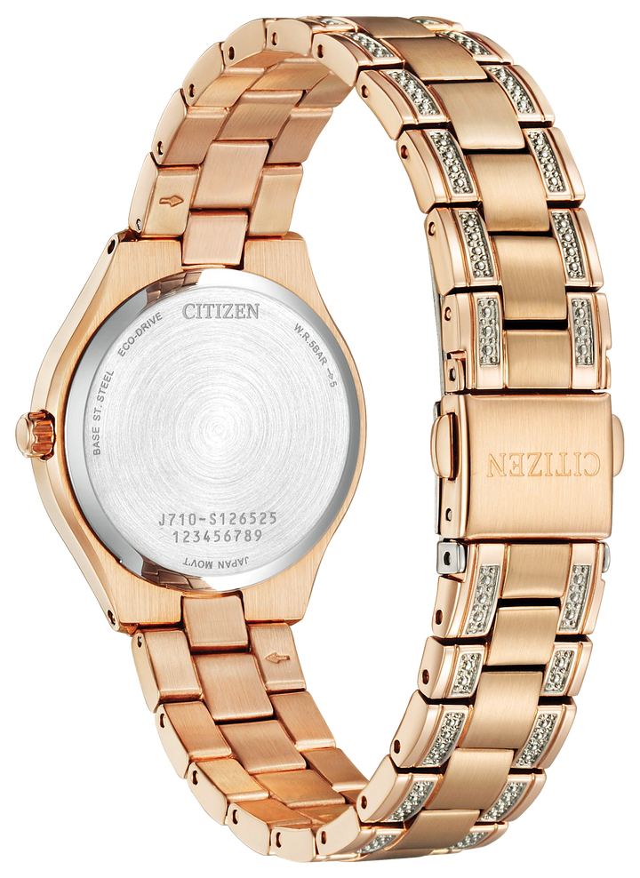 CITIZEN FE1233-52A Silhouette Crystal caseback and bracelet view