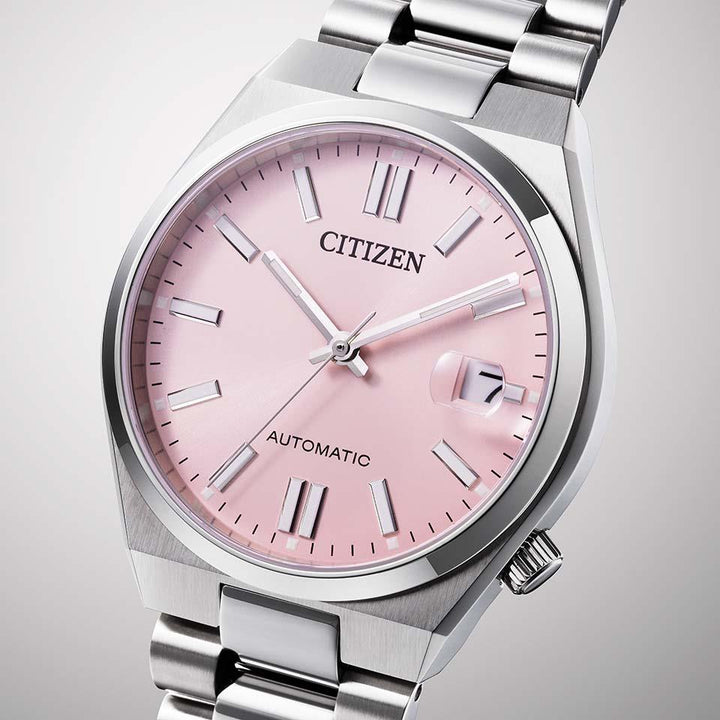 Citizen NJ0200-50Z Tsuyosa pink dial automatic watch detail view