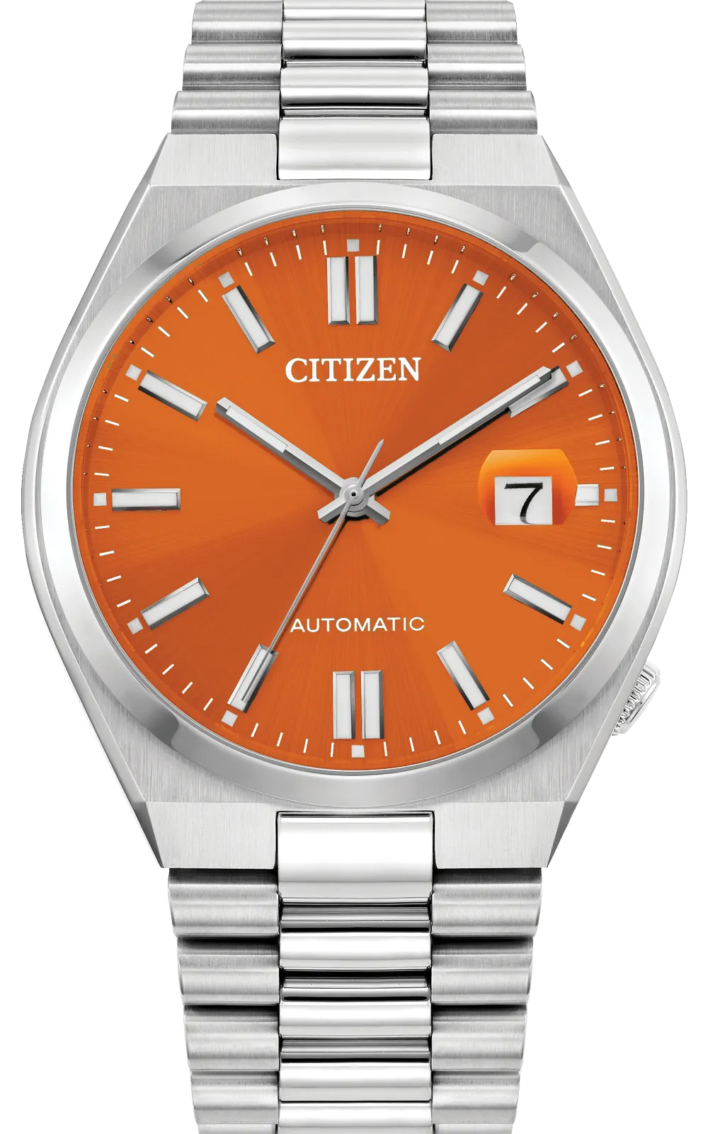 Citizen Tsuyosa NJ0151-53Z automatic orange dial watch front view