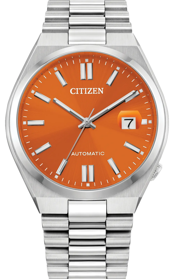 Citizen Tsuyosa NJ0151-53Z automatic orange dial watch front view
