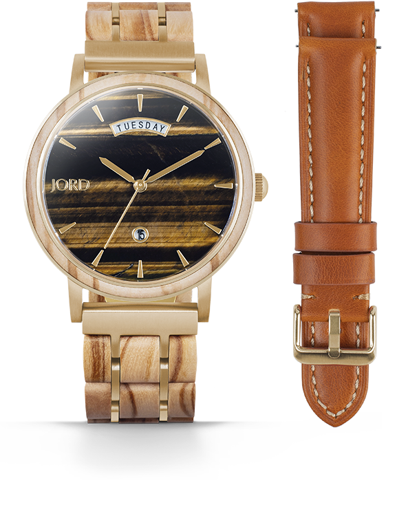 JORD Harper Tiger's Eye and Olive Wood front view
