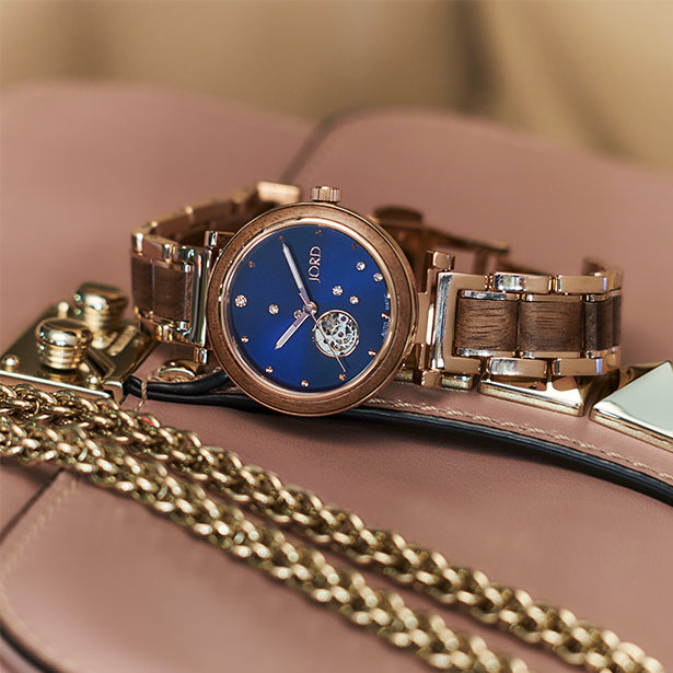 JORD Cora Polaris walnut and rose-gold bracelet detail
