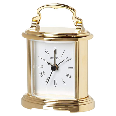 Seiko QHE109GLH Gold-Tone Desk Alarm Clock - Watch Technicians Store