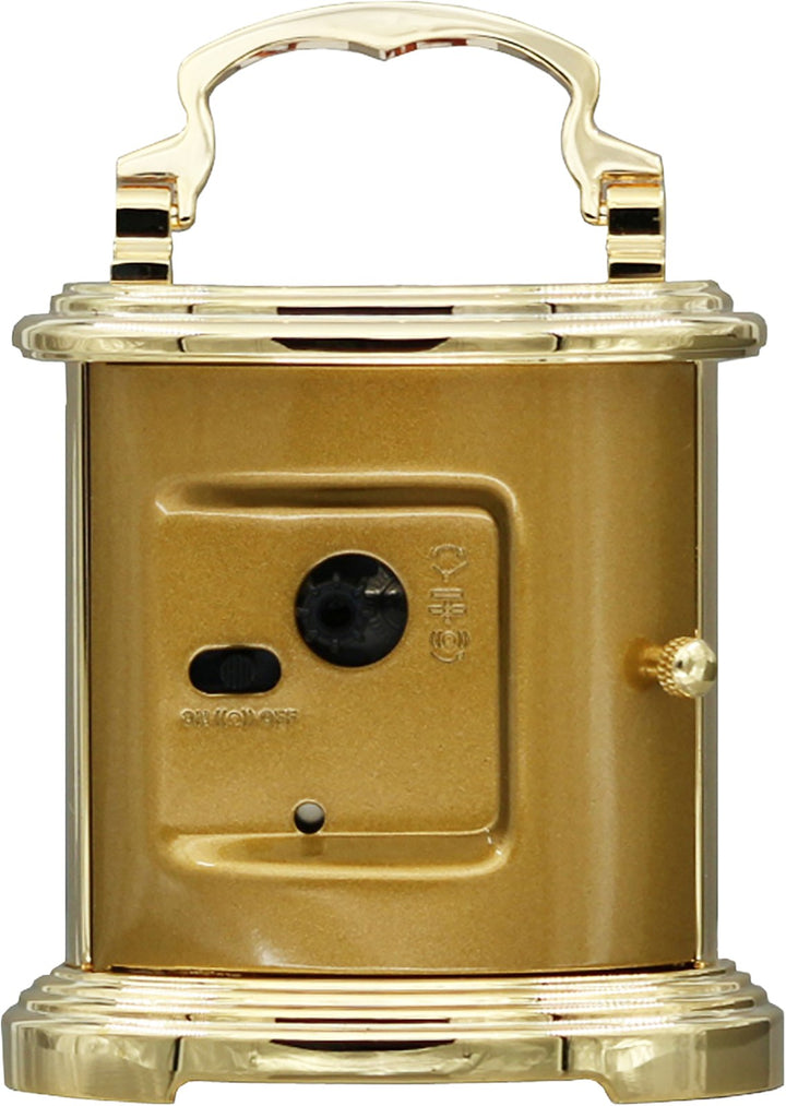 Seiko QHE109GLH gold-tone desk alarm clock rear view