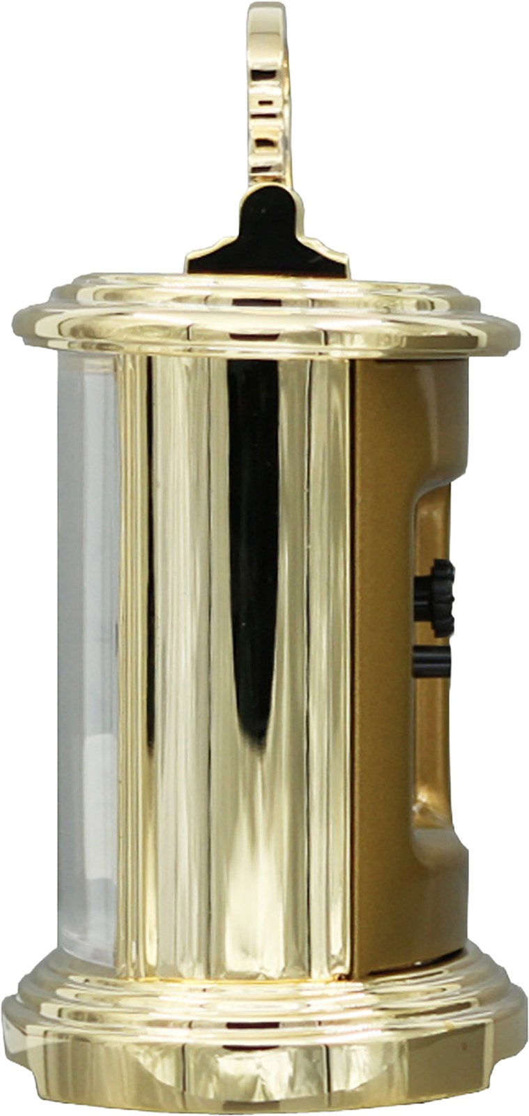 Seiko QHE109GLH gold-tone desk alarm clock side view