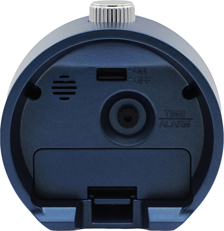 Seiko QHE207LLH rotating bezel alarm clock, rear controls and battery compartment