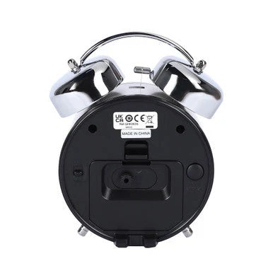 Seiko QHK063SLH twin bell alarm clock, rear controls and battery cover