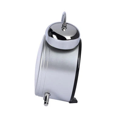 Seiko QHK063SLH silver-tone twin bell alarm clock, side profile
