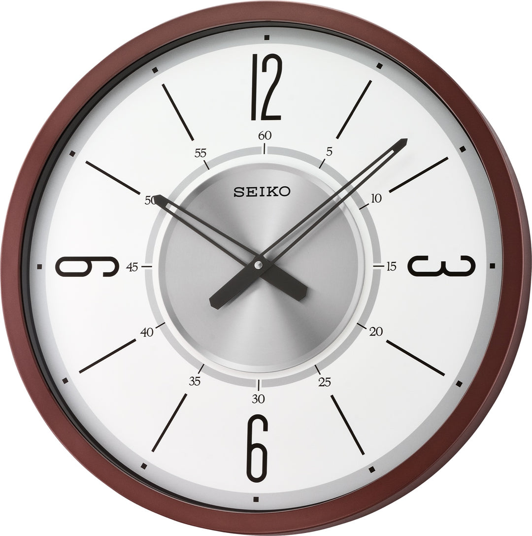 Seiko QXA759BLH Abbott 20-inch metallic brown wall clock, front view