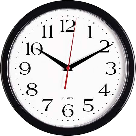 Seiko QXA831KRH Glint metallic black LumiBrite quiet sweep wall clock front view