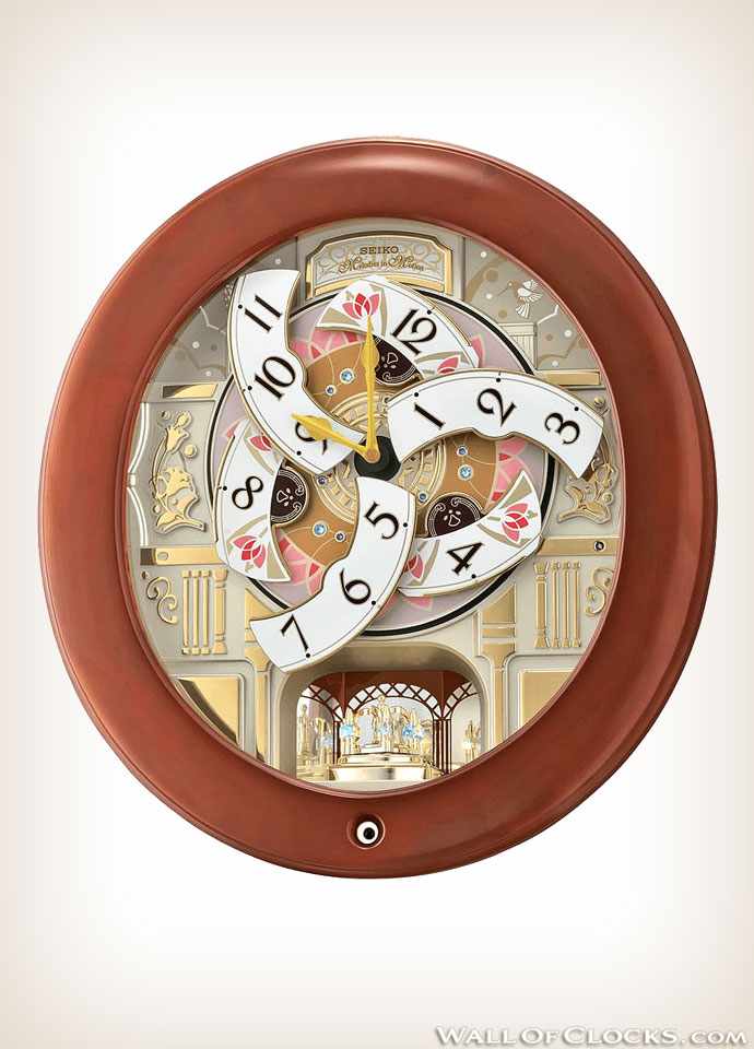 Seiko QXM360BRH Blooming Flower Melodies in Motion wall clock front view