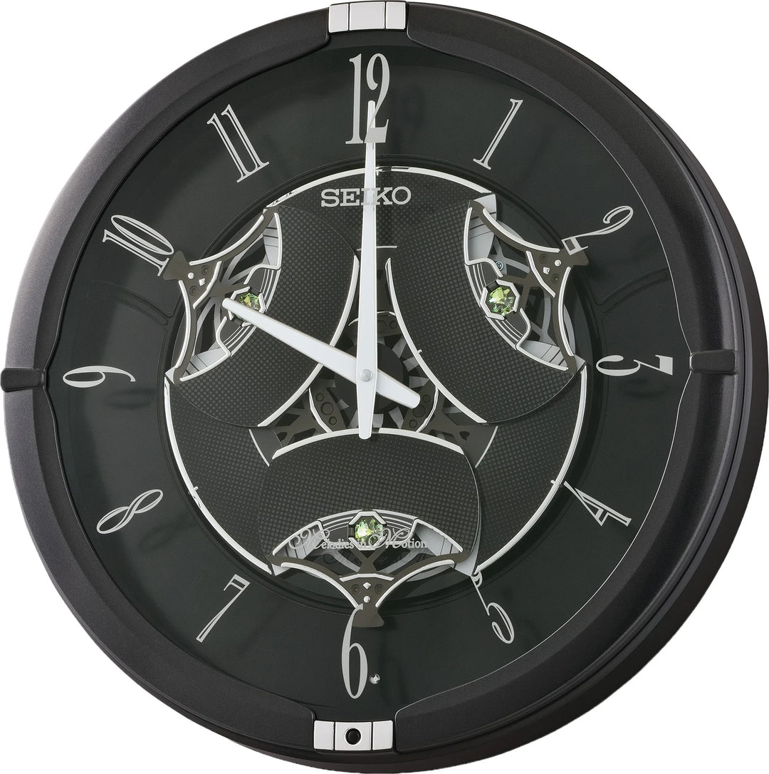Seiko QXM621KRH Onyx musical wall clock alternate Melodies in Motion dial position
