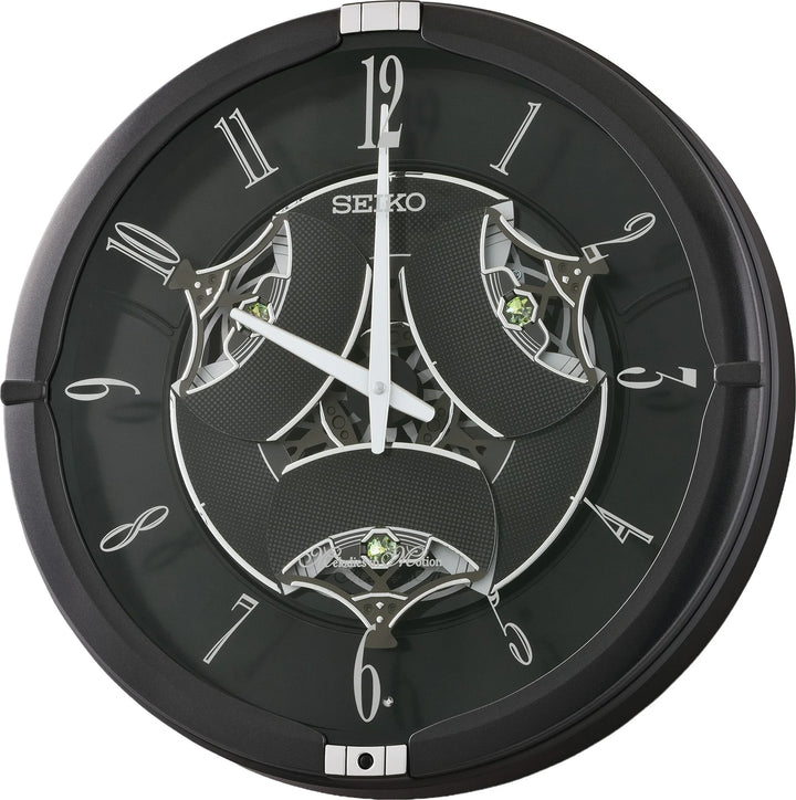 Seiko QXM621KRH Onyx musical wall clock alternate Melodies in Motion dial position