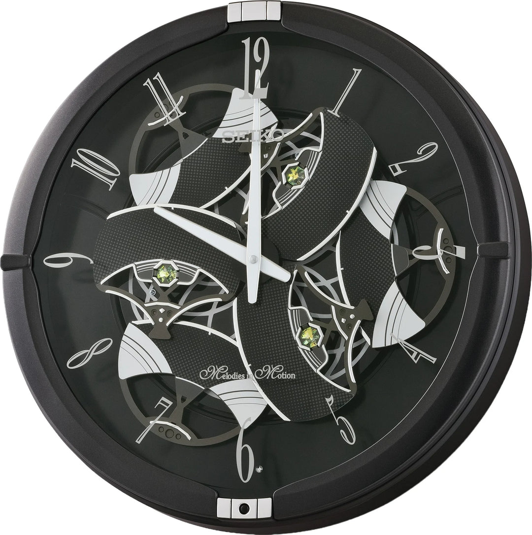 Seiko QXM621KRH Melodies in Motion wall clock with animated dial open