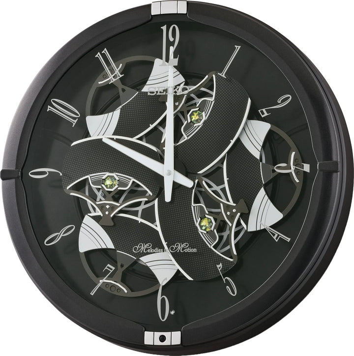 Seiko QXM621KRH Melodies in Motion wall clock with animated dial open