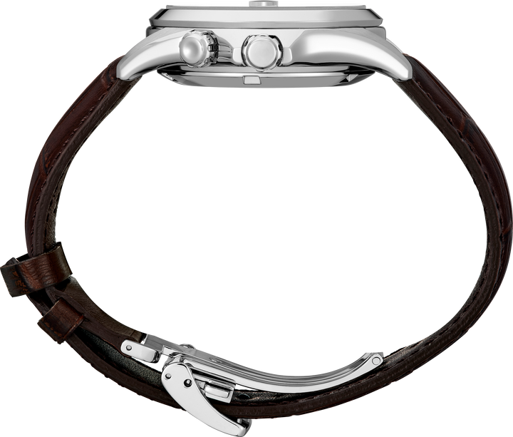 Seiko SPB507 39.5 mm steel case and leather strap side profile