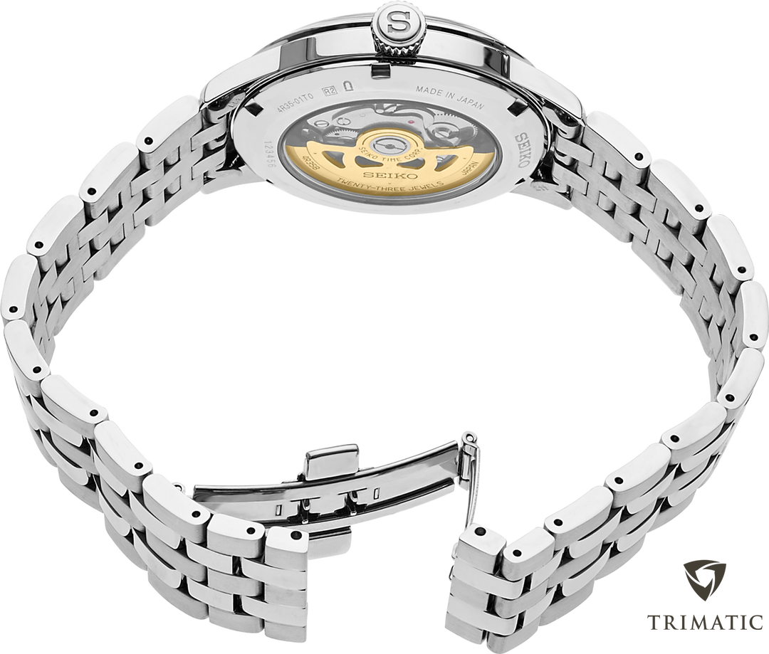 Seiko SRPB41 watch, caseback view