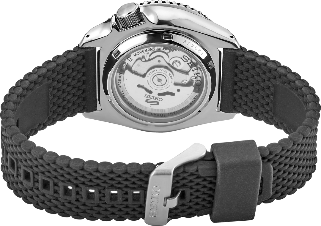 Seiko SRPD95 watch, caseback view