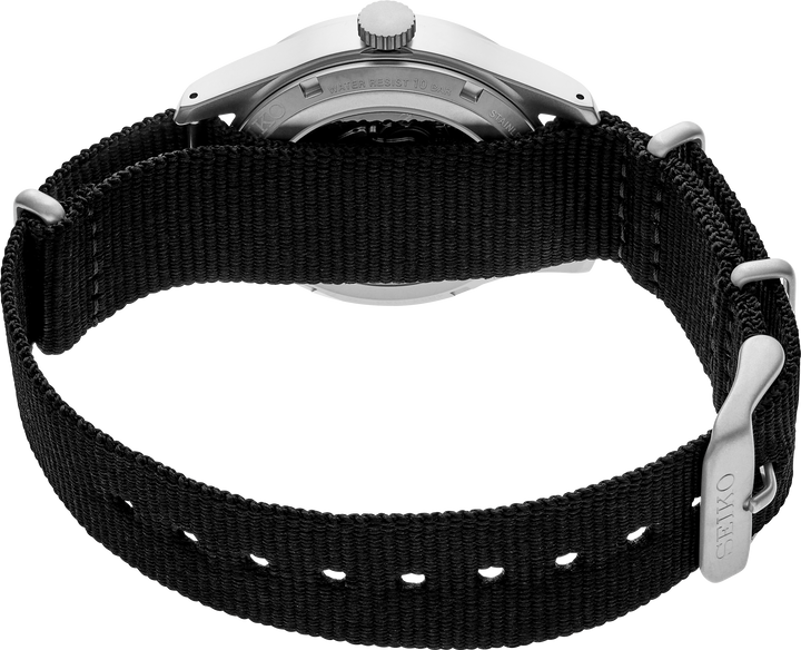 Seiko SRPG37 watch, rear view of fabric strap