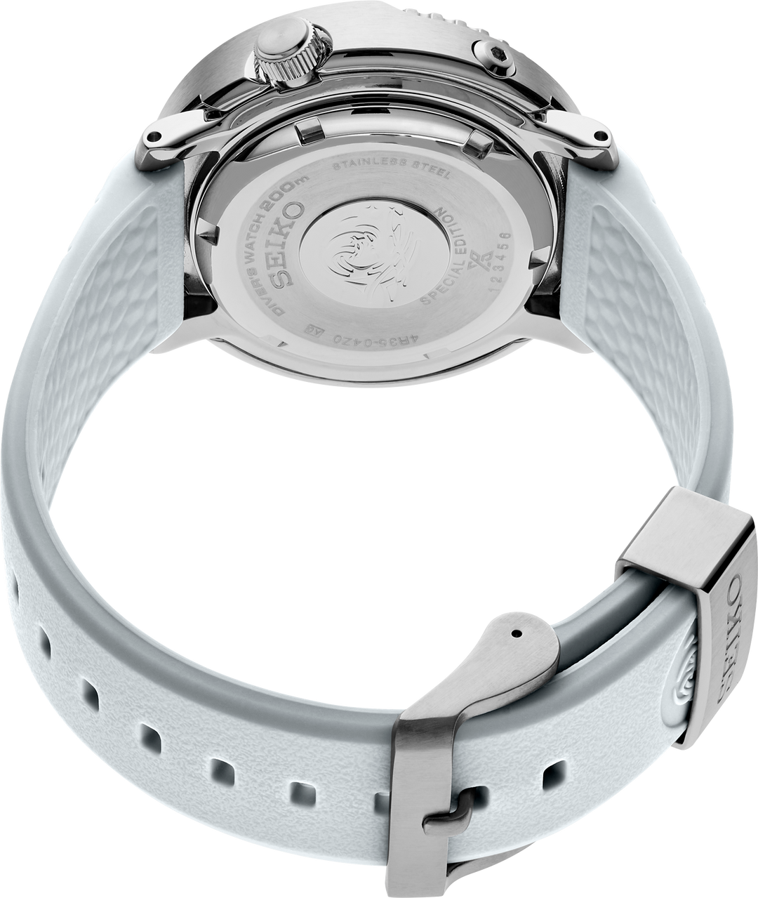 Seiko SRPG59 watch, caseback view