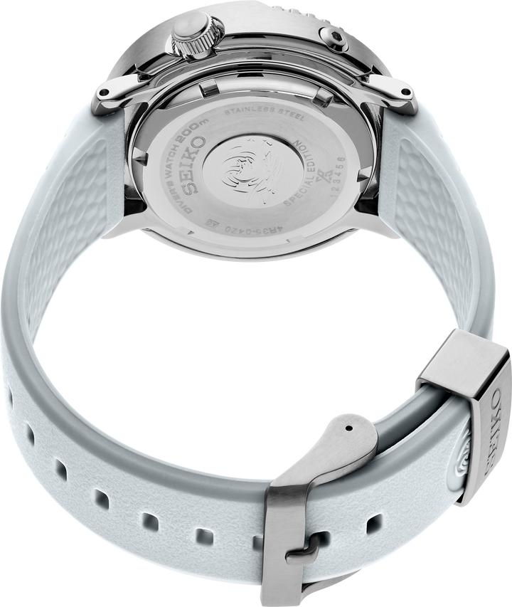 Seiko SRPG59 watch, caseback view