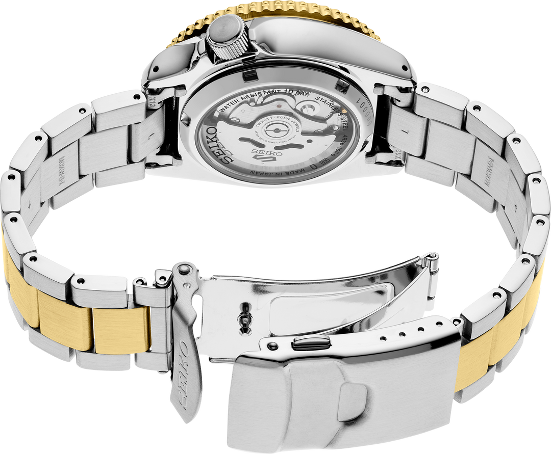 Seiko SRPK24 watch, caseback view