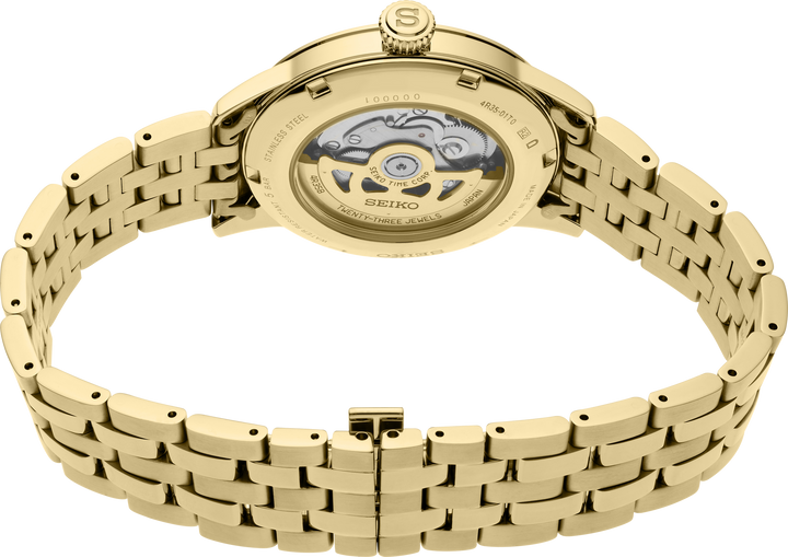 Seiko SRPK48 Presage Cocktail Time automatic watch see-through caseback