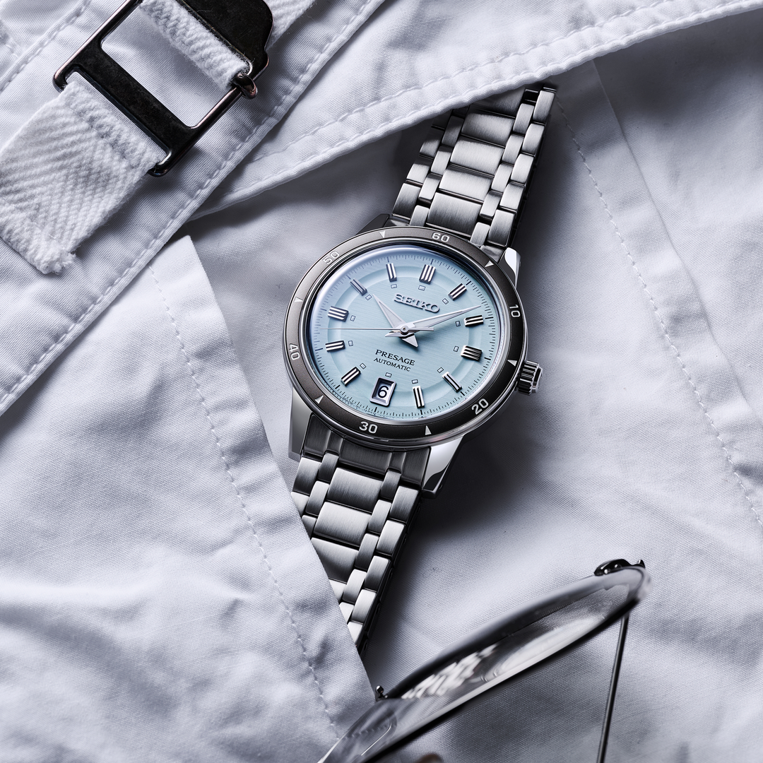 Seiko SRPL71 Presage Style60s automatic watch lifestyle view