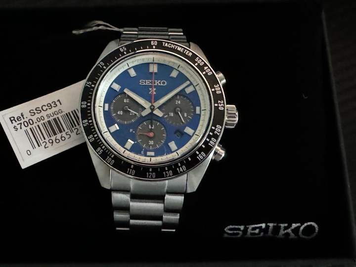 Seiko SSC931 Prospex Speedtimer solar chronograph blue dial watch