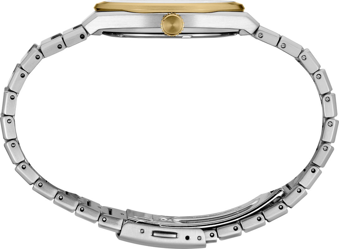 Seiko SUR558 Essentials two-tone watch side profile