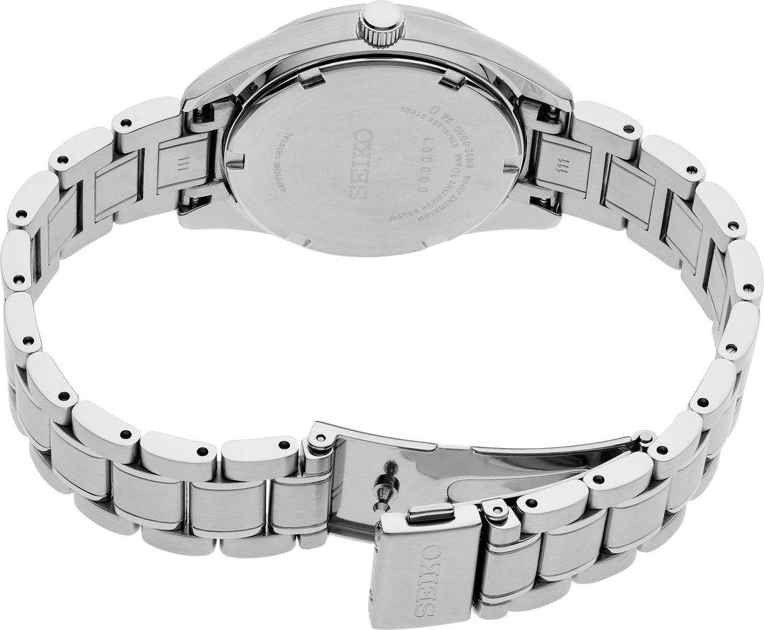 Seiko SUR579 ladies diamond quartz watch caseback and bracelet
