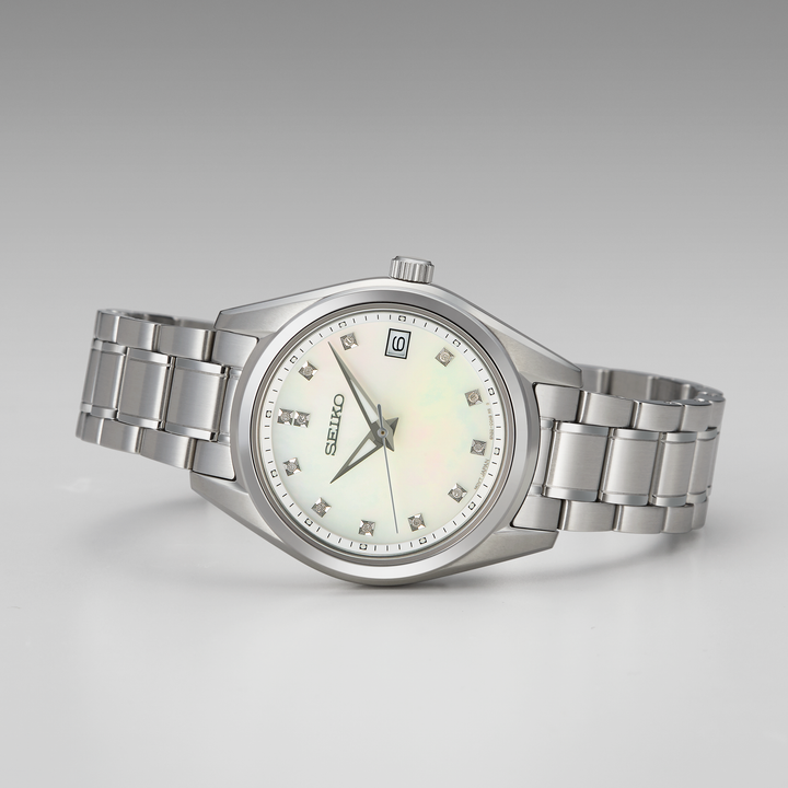 Seiko SUR579 ladies diamond quartz watch lifestyle view