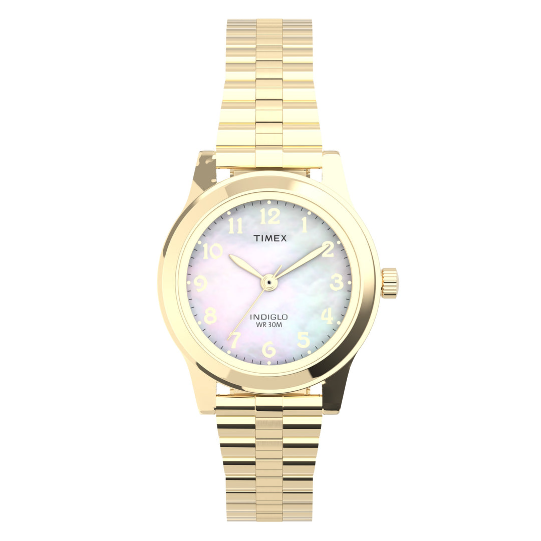 Timex Essex Avenue 25mm Gold-Tone Expansion Band Watch T2M827 front view