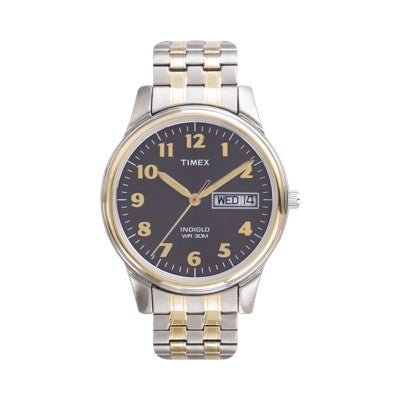 Timex T264819J two-tone black dial day-date expansion band watch
