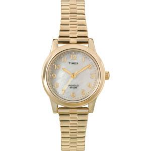 Timex T2M8279J mother-of-pearl dial gold-tone expansion band watch