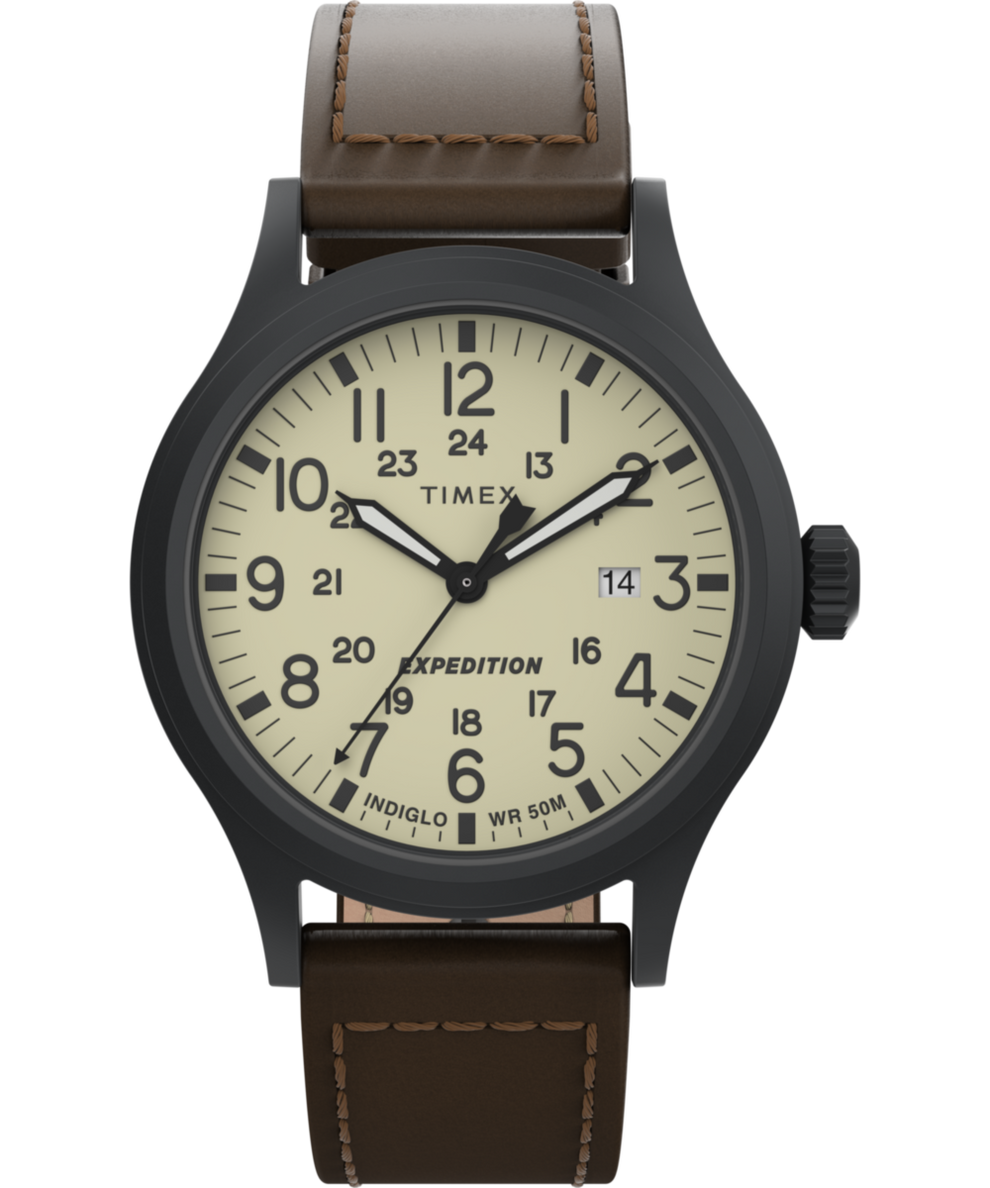 Timex Expedition Scout 40mm Leather Strap Watch – T49963 - Watch Technicians Store