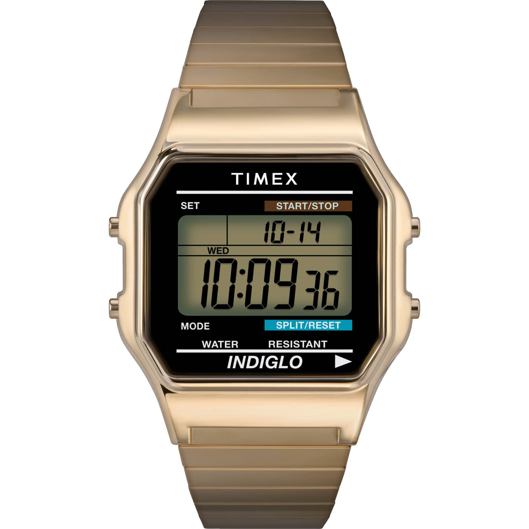Timex T786779J Classic digital gold-tone expansion band watch