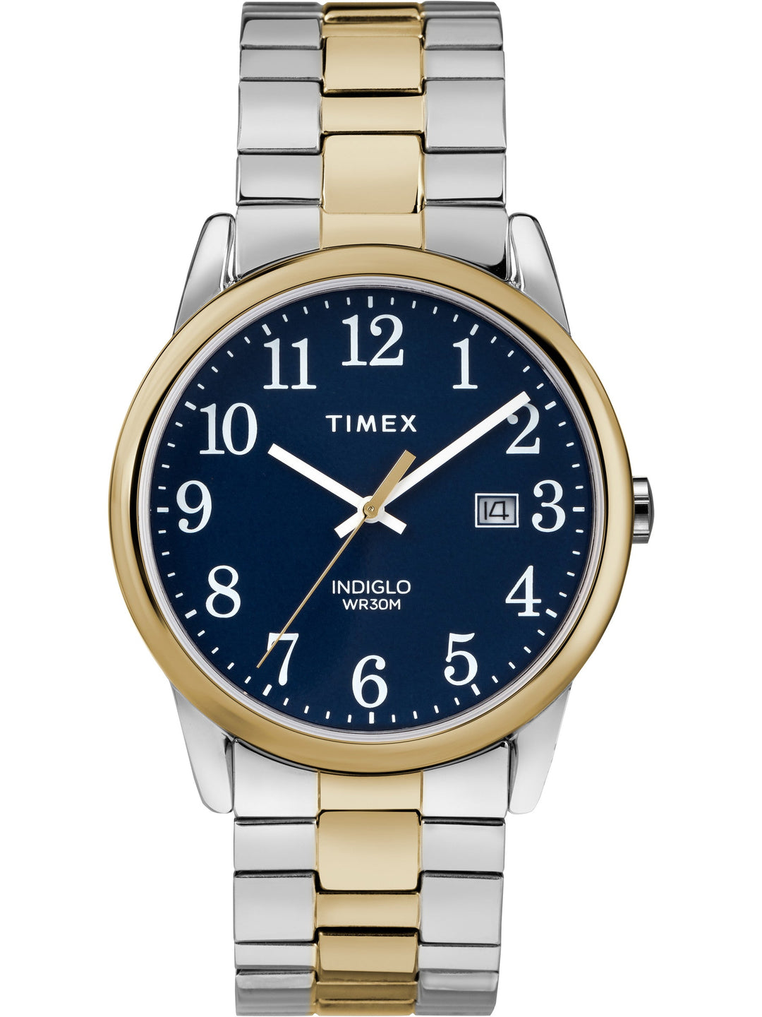 Timex TW2R585009J Easy Reader blue dial two-tone expansion band watch
