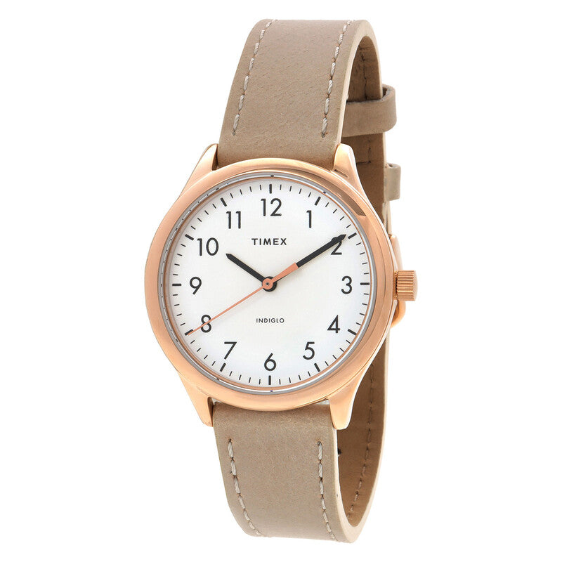 Timex Easy Reader women’s tan leather strap watch TW2T72400
