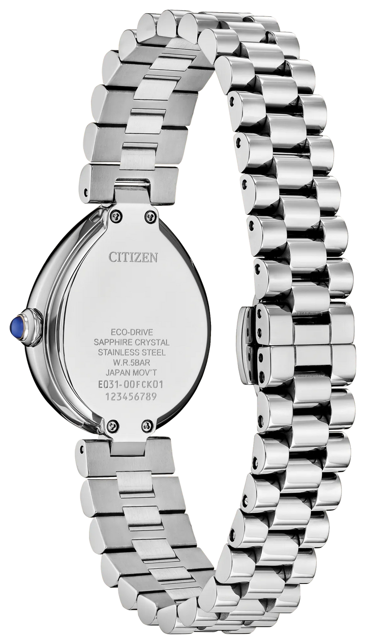 Citizen L Rainell EM1200-55A caseback and bracelet view
