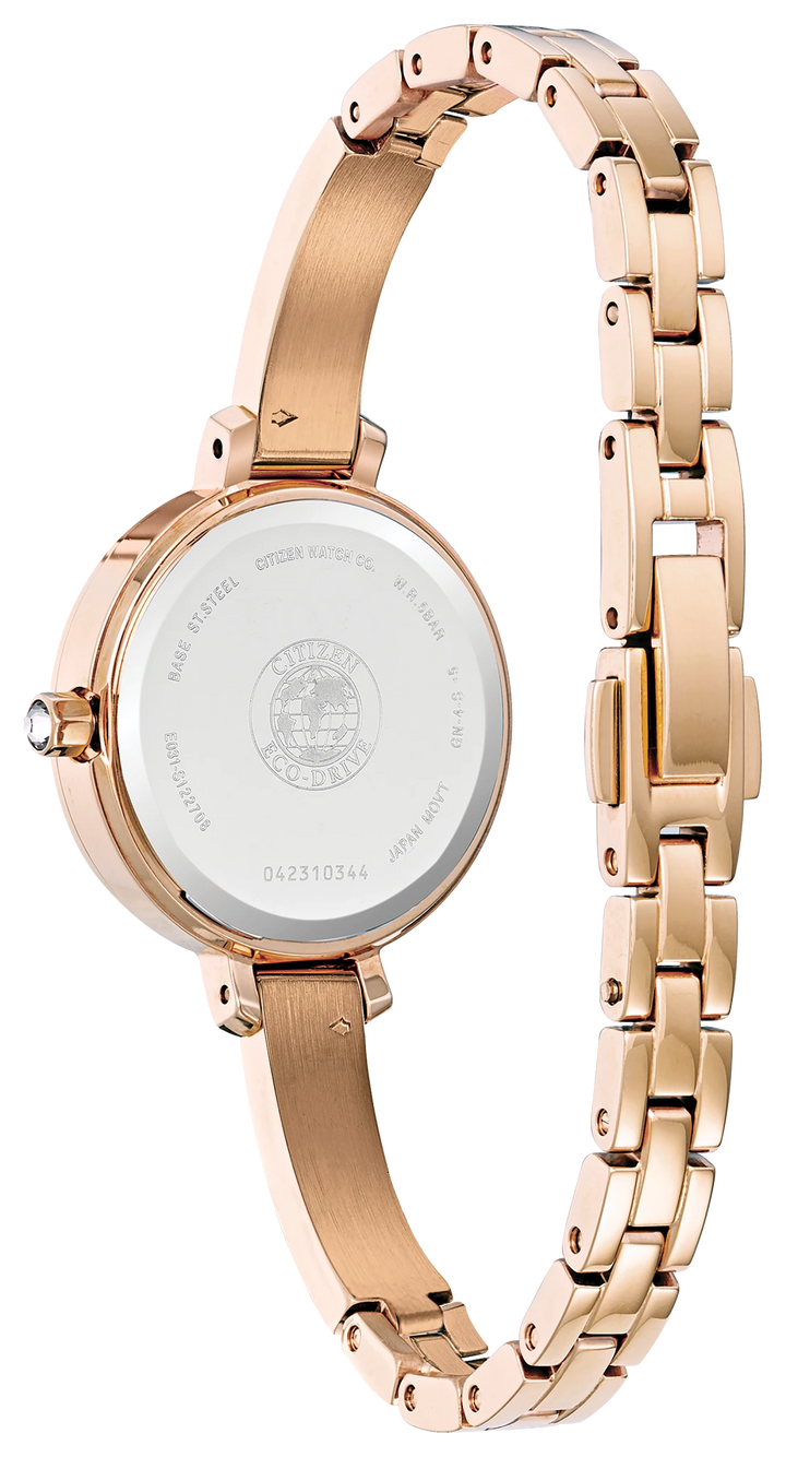 Citizen EM0863-53D Silhouette Crystal bracelet and caseback view