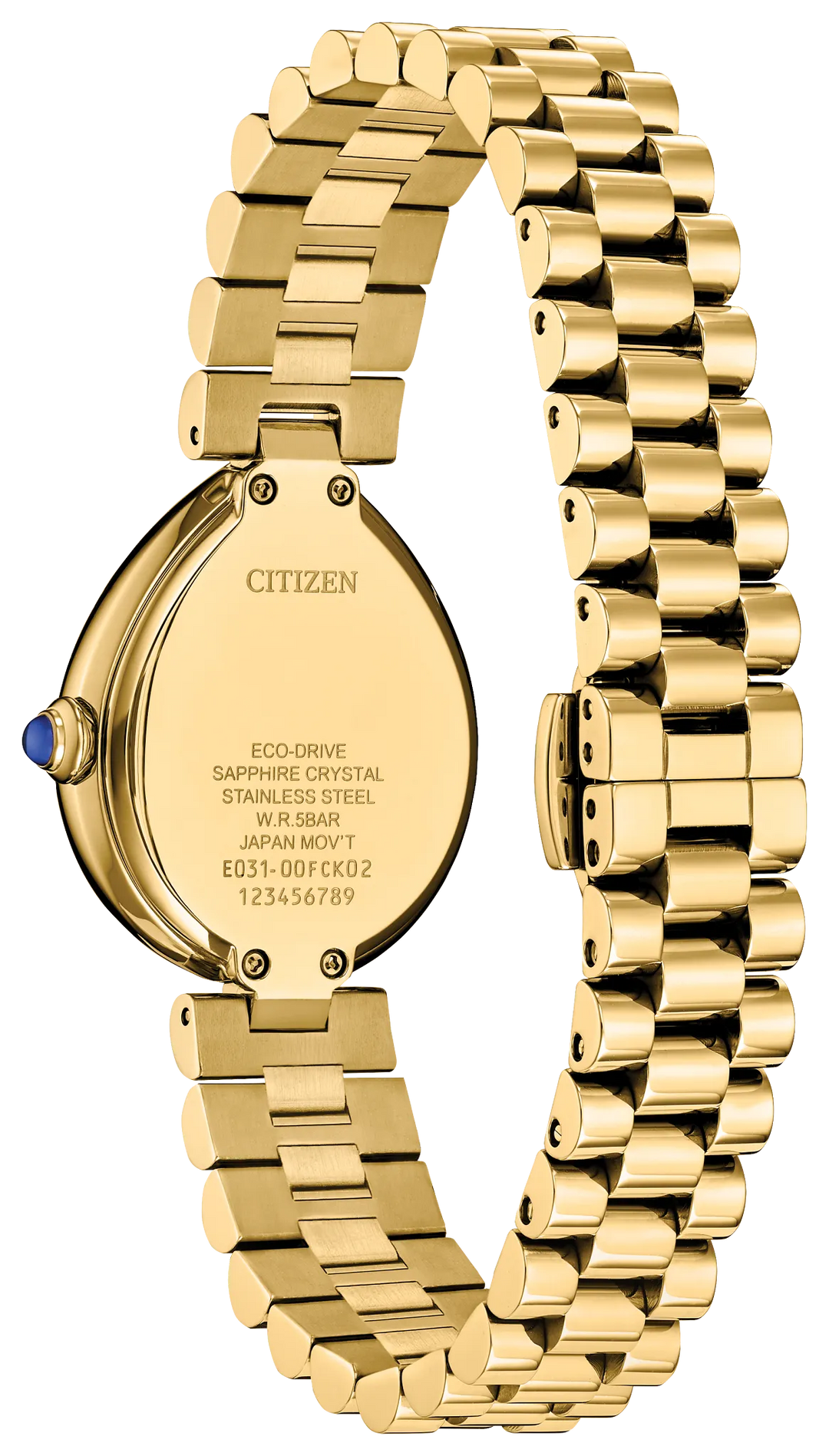 Citizen L Rainell EM1202-50P bracelet and caseback view