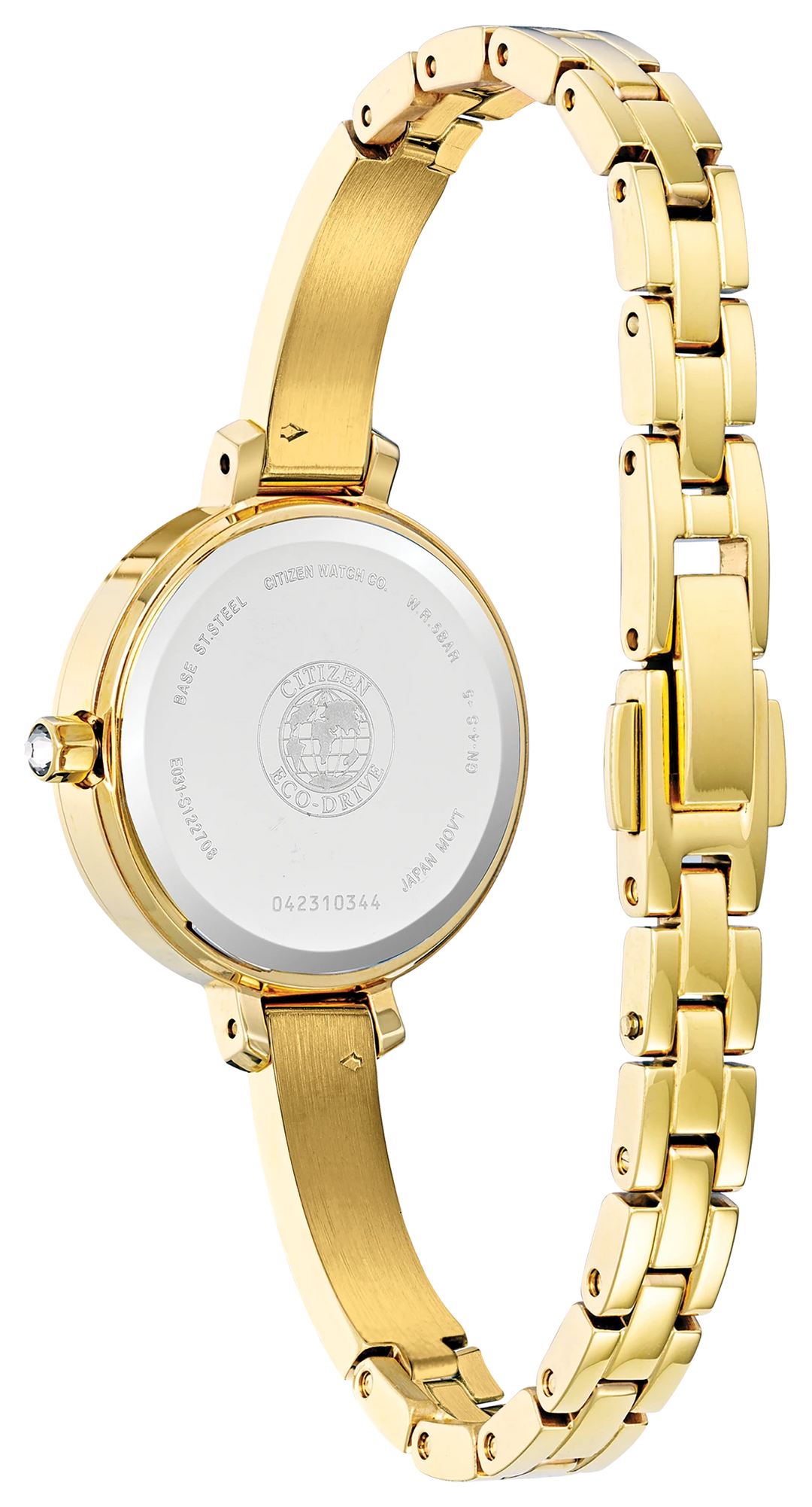 Citizen Silhouette Crystal EM0862-56D caseback and bracelet view