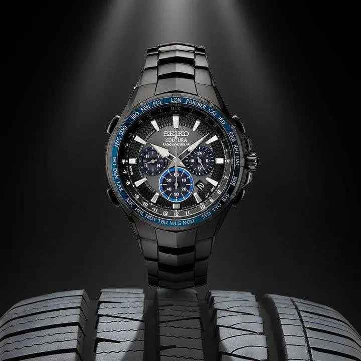 Seiko SSG021 Coutura Radio Sync Solar Chronograph angled view