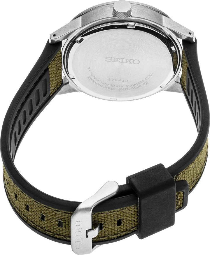 Seiko SUR323 men's Essentials quartz watch angled view